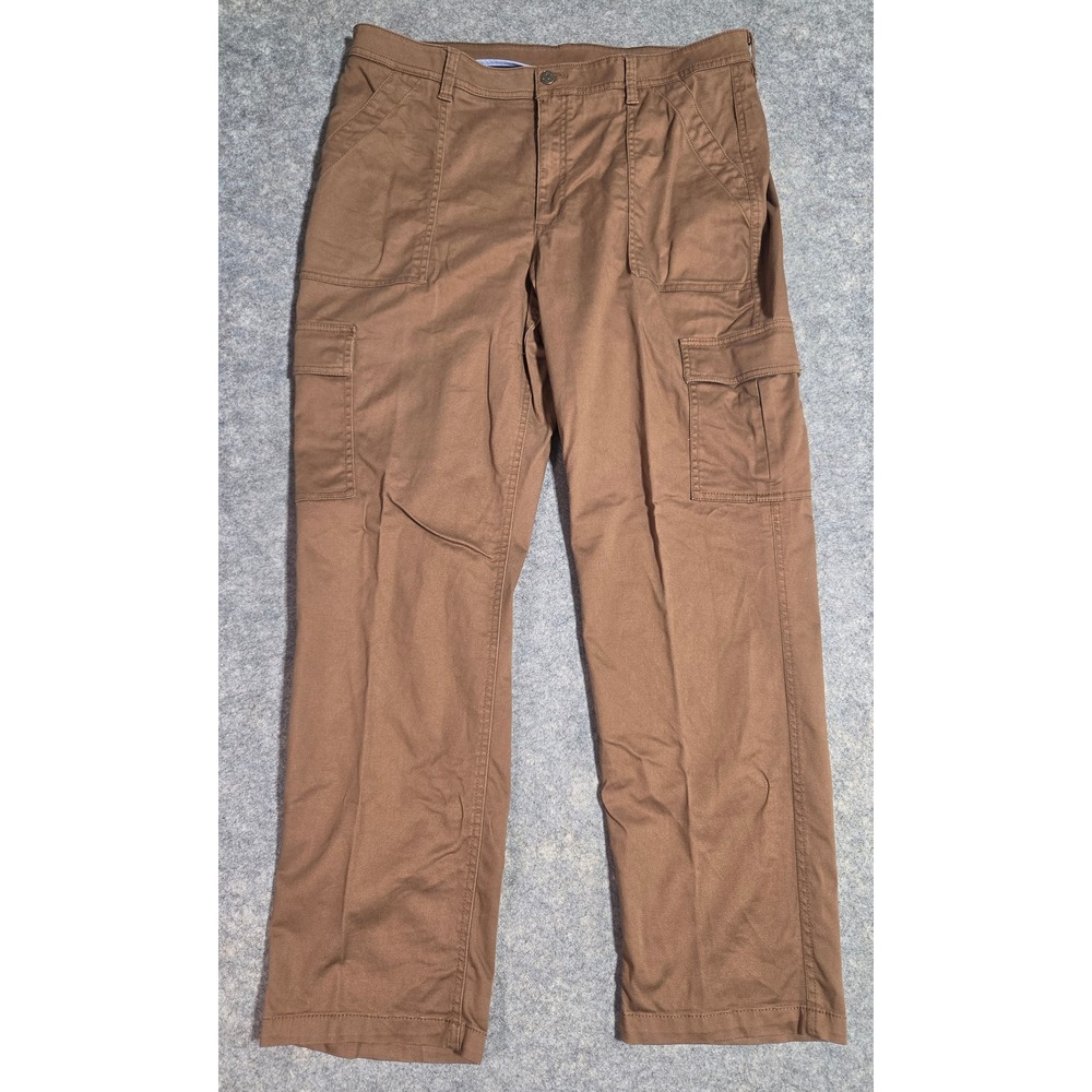 LL Bean Womens 18 Brown Cargo Pants Straight Leg Outdoor Stretch 521757